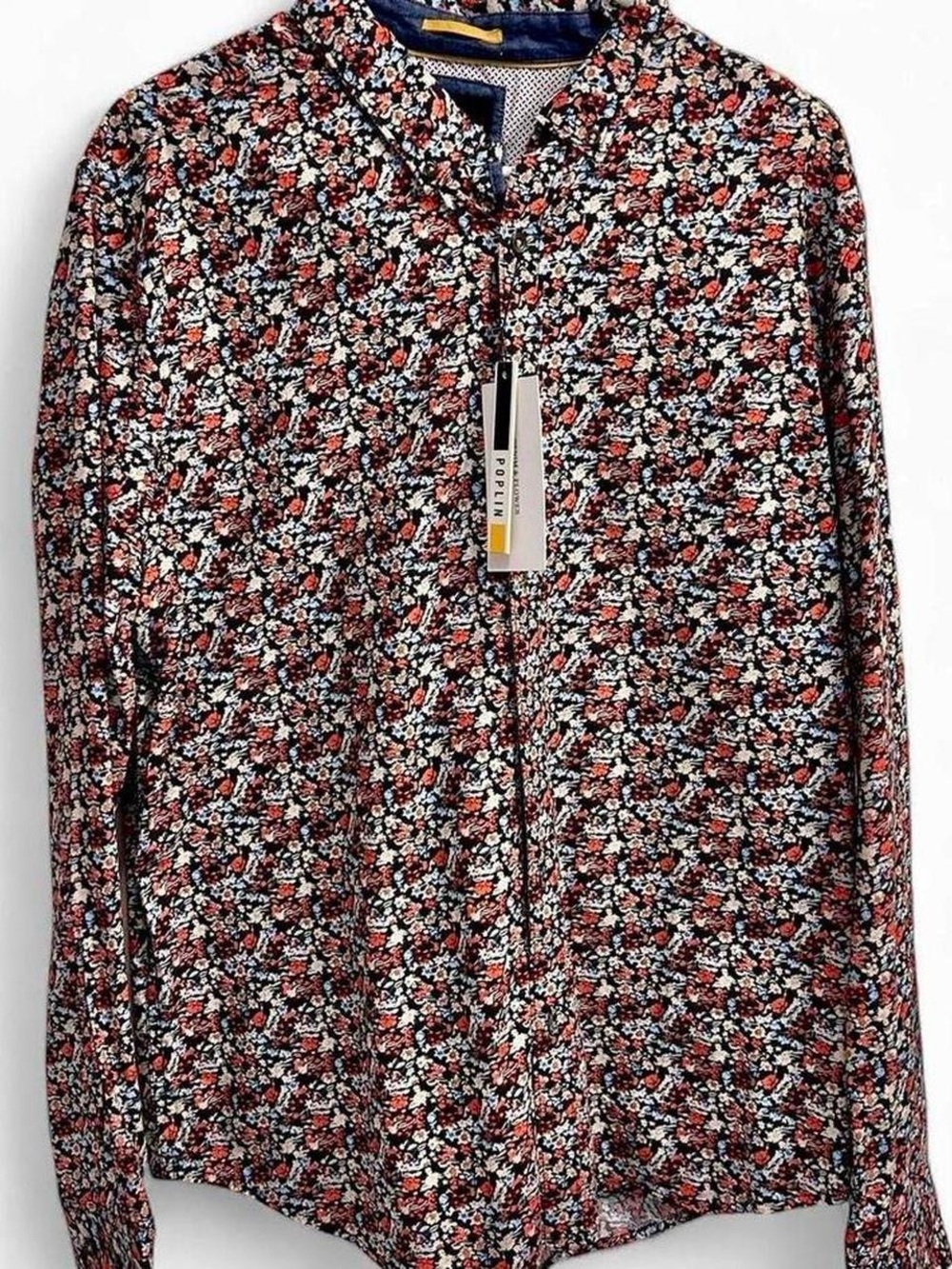 *NWT* Denim & Flower retro multicolor floral button down shirt